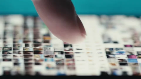 Finger scrolling on touch display Stock Footage 180464946