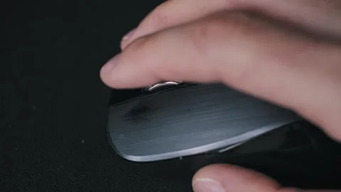 Finger Scrolls Black Mouse Wheel Closeup Stock Footage 322032394