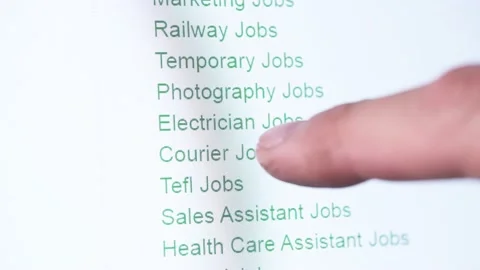 Finger select hyperlink courier jobs, site vacancies, unemployed try find job Video stock 130493654