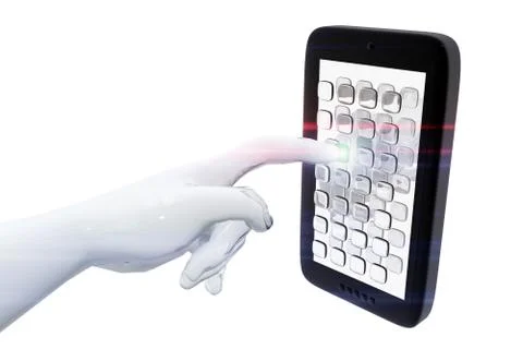 Finger selecting digital device button Stock Illustration