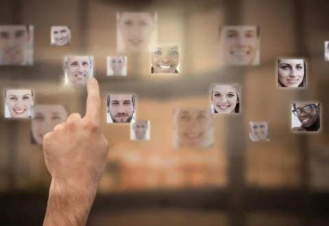 Finger selecting futuristic interface Stock Photos