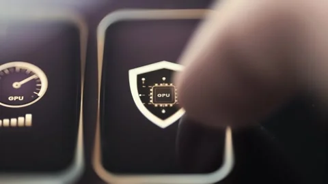Finger Selecting GPU Security Shield Application Tile 4K Stock Footage 341336761