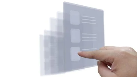 A Finger Selecting an Option on a Translucent Digital Checklist, Perfect fo.. Stock Photos