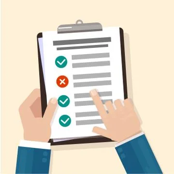 The finger shows the choice. Select the answer. Passing the test Stock Illustration