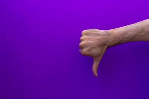 A finger up, a sign does not like, disslike riht hand Stock Photos