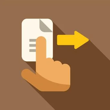 Finger sliding on document with arrow, sending file, sharing concept Illustrazione stock