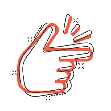 Finger snap gesture icon in comic style. Expression vector cartoon illustrati Stock Illustration