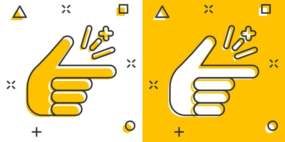 Finger snap icon in comic style. Fingers expression vector cartoon illustrati Stock Illustration