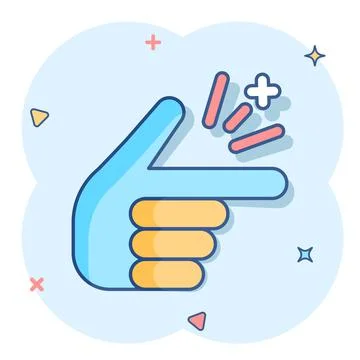 Finger snap icon in comic style. Fingers expression vector cartoon illustrati Stock Illustration