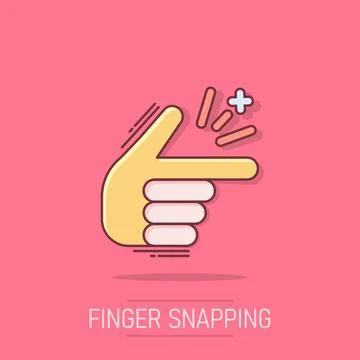 Finger snap icon in comic style. Fingers expression vector cartoon illustra.. Stock Illustration