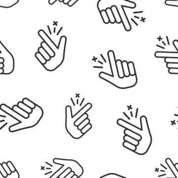 Finger snap icon seamless pattern background. Fingers expression vector illus Stock Illustration