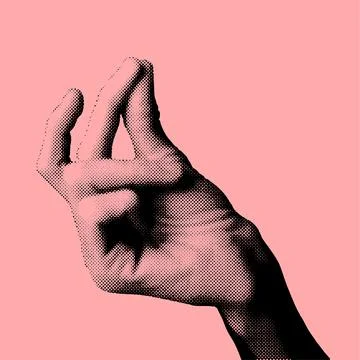 Finger snapping hand gesture on pink background Illustrazione stock