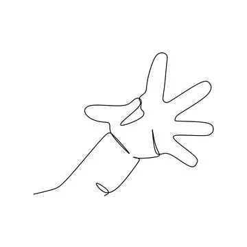 Finger spread hand gesture continuous line draw design. Sign and symbol of ha Stock Illustration