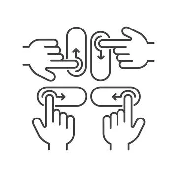 Finger swipe up, down, right, left. Vector icon template Stock Illustration
