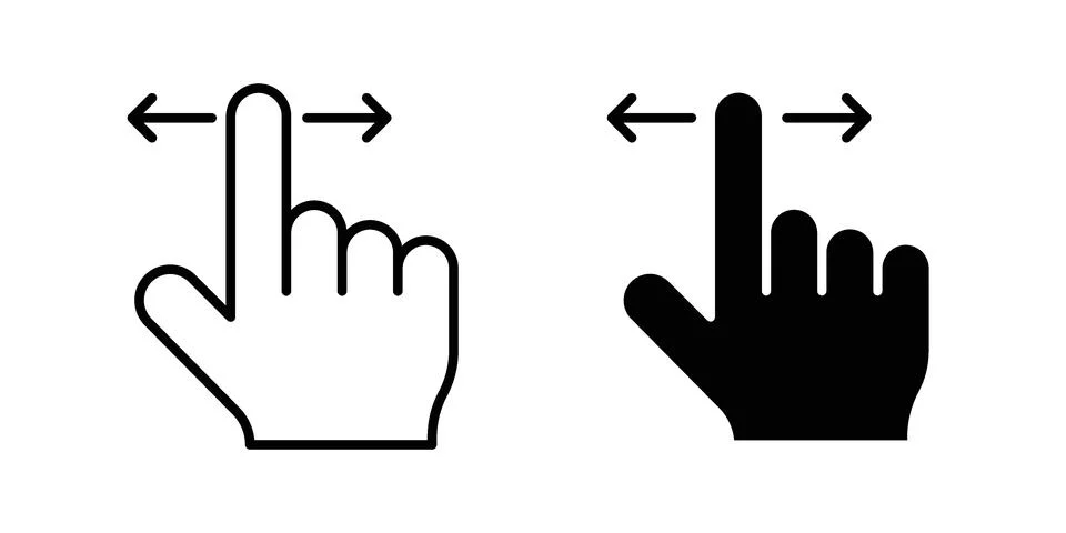 Finger swipe icon vector concepts, line and silhouette style Stock Illustration