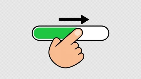 Finger swipe on slider progress bar, seamless UI loop Stockbeeldmateriaal 329826366