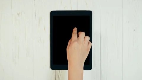 A Finger Swipes On a Tablet Screen With Alpha Channel. Double Swipe Down Gesture Stock-Footage 72273969