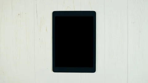 A Finger Swipes On a Tablet Screen With Alpha Channel. Swipe Down Gesture Stock-Footage 72276043