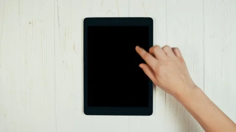A Finger Swipes On a Tablet Screen With Alpha Channel. Double Swipe Up Gesture Stock-Footage 72278894