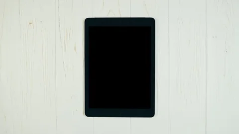 A Finger Swipes On a Tablet Screen With Alpha Channel. Swipe Up Side Gesture Stock-Footage 72281449