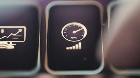 Finger Switching Between Financial Chart And GPU Performance Tiles 4K Stock Footage 341336754