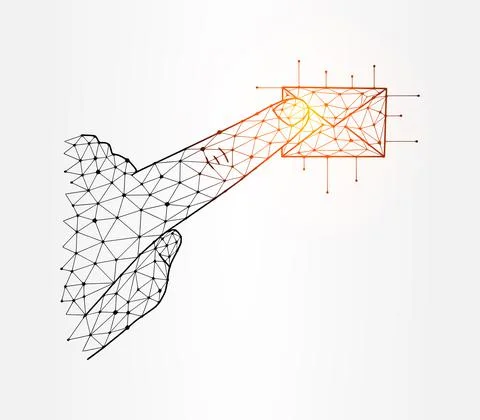 Finger tap on a message low poly illustration on white background Stock Illustration