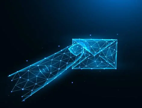 Finger tap on a message polygonal vector illustration on dark blue backgro... Stock Photos