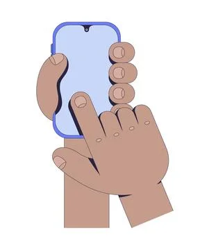 Finger tapping mockup phone screen instruction graphic 스톡 일러스트
