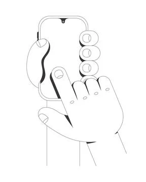 Finger tapping mockup phone screen line tutorial graphic 스톡 일러스트