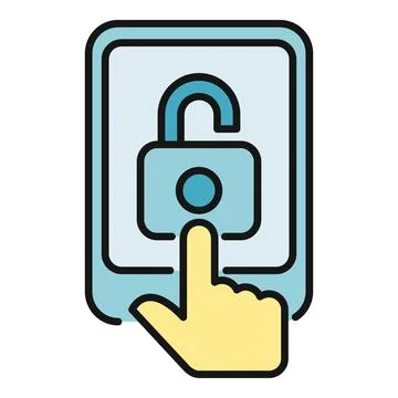 Finger tapping screen unlocking digital device security Stockillustratie