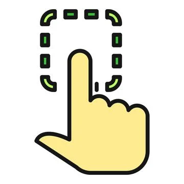 Finger tapping touchscreen selecting a dashed interface icon Stock Illustration