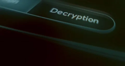 Finger taps the Decryption button, Decryption function Stock Footage 313352682