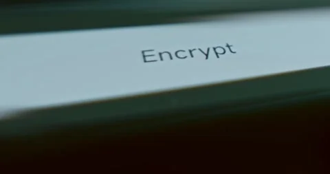 Finger taps the Encrypt button, Encryption function Video stock 313352680
