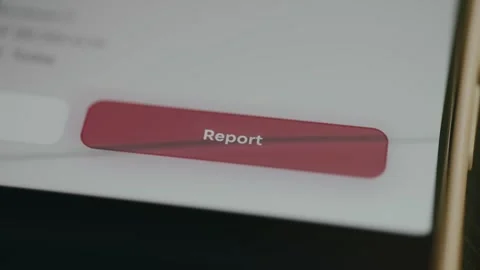 Finger taps the Report button Stock Footage 333821344