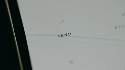 Finger taps the Send button within a user interface Stock Footage 331577041