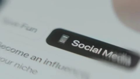 Finger taps the Social Media button on smartphone, macro view Stock Footage 292405090