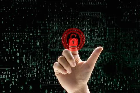 Finger touch application security Stock Photos