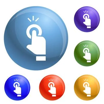 Finger touch cursor icons set Stock Illustration