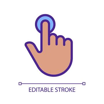 Finger touch gesture pixel perfect RGB color icon Stock Illustration