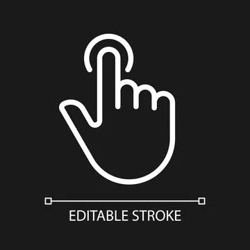 Finger touch pixel perfect white linear icon for dark theme Stock Illustration