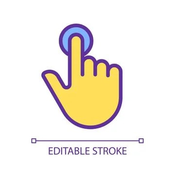 Finger touch pixel perfect yellow RGB color icon Stock Illustration