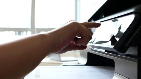 Finger Touch Screen Printer Stock Footage 89293233