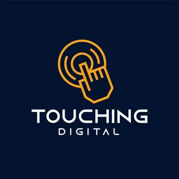 Finger touch screen technology logotype concept vector modern liner style log Stock Illustration