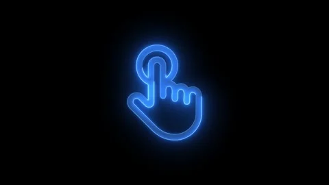 Finger touch shape stroke icon glowing neon blue color animation Stock Footage 279301324