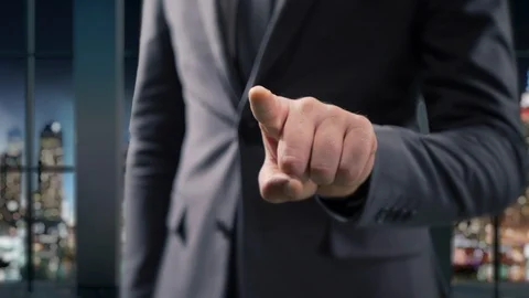 Finger Touch User Interface Point Gesture Concept, Business Man Idea Vidéo 122798530