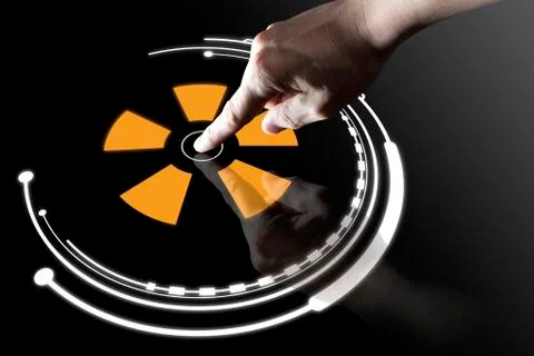 Finger touch virtual button Stock Photos