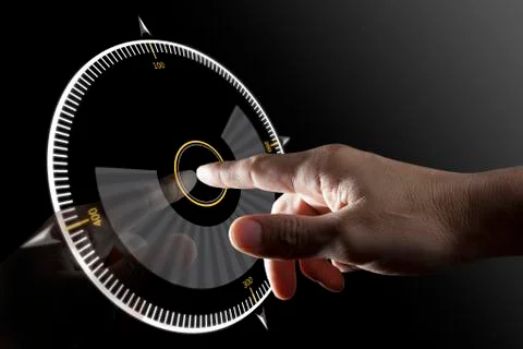 Finger touch virtual button Stock Photos