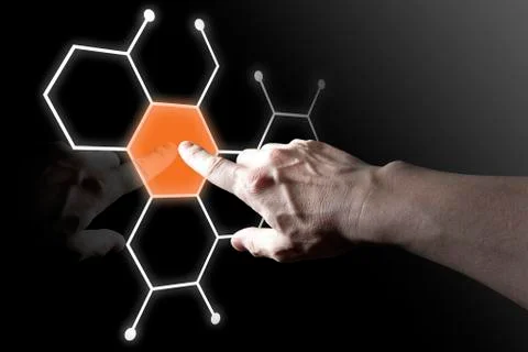 Finger touch virtual button Stock Photos