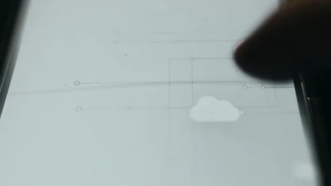 Finger Touching Cloud Diagram - Smartphone Macro Shot 스톡 동영상 336407498