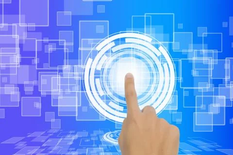 Finger Touching  Digital Touch Screen Fotos Stock